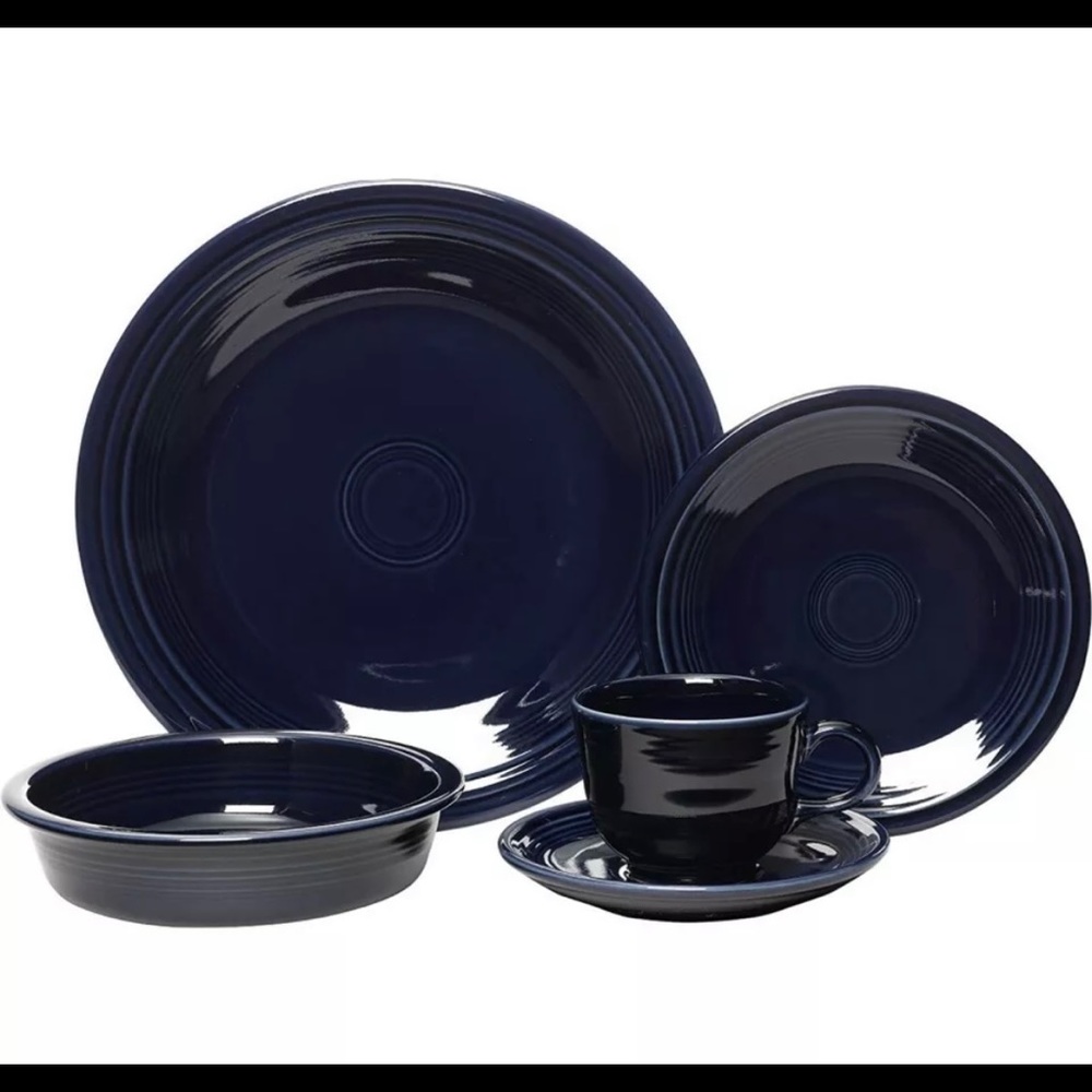 NEW In Box FIESTAWARE 5 Pc COBALT BLUE 830 105 1 PLACE SETTING HOMER LAUGHLIN CO